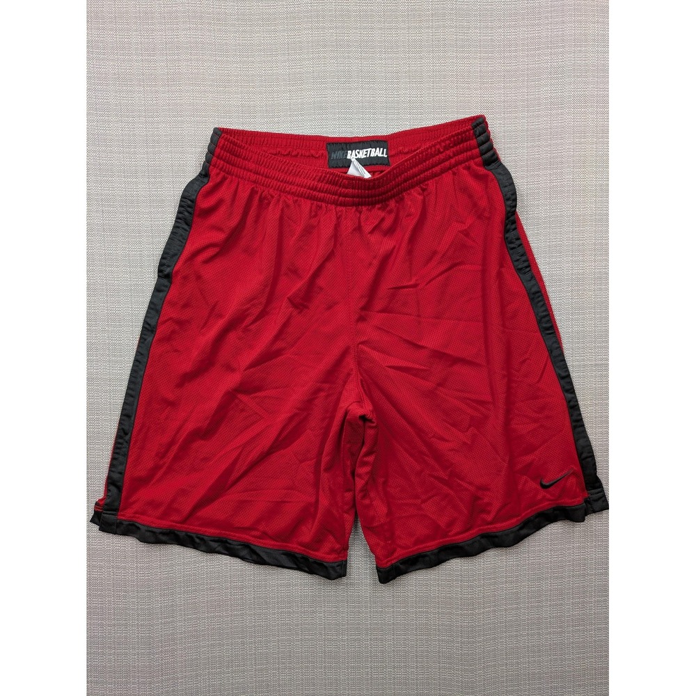 Nike Basketball Shorts Mens XL Red Black Mesh 11 Inseam Athletic Gym Workout
